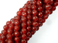 Carnelian Beads, 8mm, Red, Faceted Round Beads-RainbowBeads