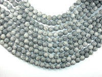 Matte Gray Picture Jasper Beads, 10mm Round Beads-RainbowBeads