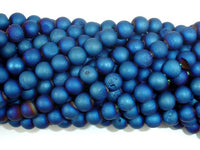 Druzy Agate Beads, Blue Geode Beads, 6mm, Round-RainbowBeads