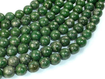 Green Chalcopyrite, 10mm Round Beads-RainbowBeads
