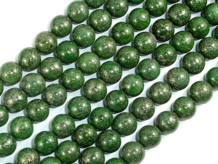 Green Chalcopyrite, 10mm Round Beads-RainbowBeads