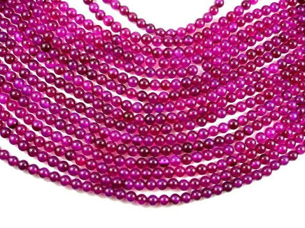 Fuchsia Agate Beads, 6mm Round Beads-RainbowBeads