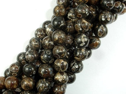 Turritella Agate, Elimia, 10mm Round Beads, 16 Inch-RainbowBeads