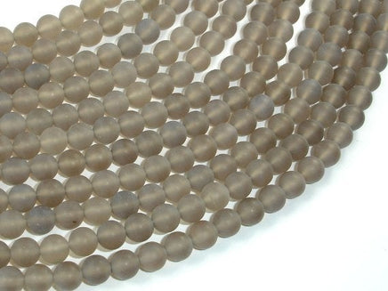 Matte Gray Agate Beads, 6mm Round Beads-RainbowBeads