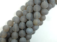 Matte Gray Agate Beads, 10mm Round Beads-RainbowBeads
