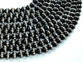 Black Onyx with Rhinestone, 6mm Round Beads-RainbowBeads