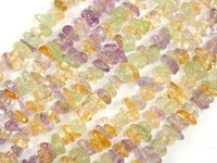 Mixed Quartz- Amethyst, Citrine, Prehnite, Pebble Chips Beads-RainbowBeads