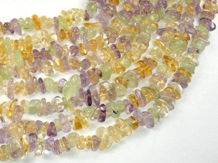 Mixed Quartz- Amethyst, Citrine, Prehnite, Pebble Chips Beads-RainbowBeads