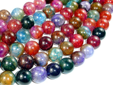 Dragon Vein Agate Beads, Multi-colored, 14mm Round Beads-RainbowBeads