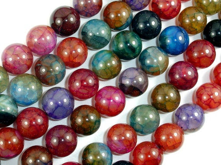 Dragon Vein Agate Beads, Multi-colored, 14mm Round Beads-RainbowBeads