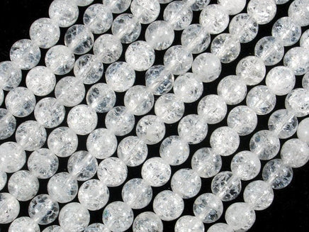 Crackle Clear Quartz Beads, 6mm Round Beads-RainbowBeads