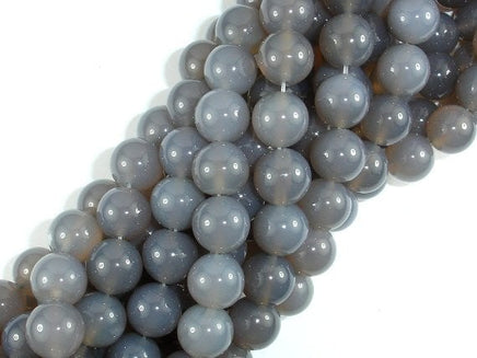 Gray Agate, 10mm Round Beads-RainbowBeads