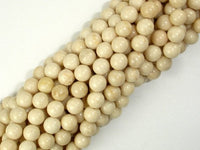 White Fossil Jasper Beads, 6mm (6.5mm) Round Beads-RainbowBeads