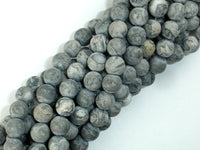 Matte Gray Picture Jasper Beads, 8mm, Round-RainbowBeads