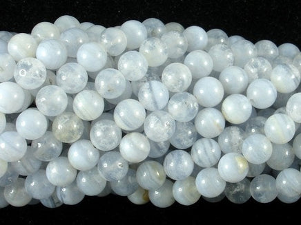 Blue Chalcedony Beads, Blue Lace Agate Beads, Round, 6mm-RainbowBeads