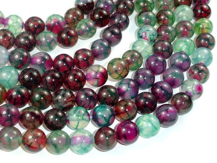 Dragon Vein Agate Beads, Green & Fuchsia, 10mm Round-RainbowBeads