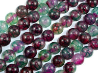 Dragon Vein Agate Beads, Green & Fuchsia, 10mm Round-RainbowBeads