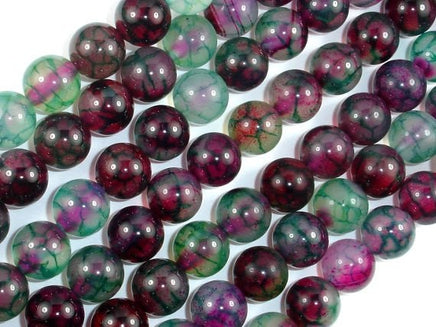 Dragon Vein Agate Beads, Green & Fuchsia, 10mm Round-RainbowBeads