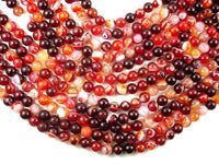 Banded Agate Beads, Red & White, 8mm Round-RainbowBeads