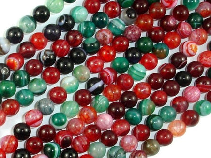 Banded Agate Beads, Multi Colored, 6mm-RainbowBeads