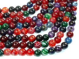 Banded Agate Beads, Multi Colored, 8mm Round-RainbowBeads