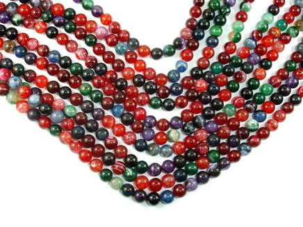 Banded Agate Beads, Multi Colored, 8mm Round-RainbowBeads