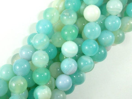 Banded Agate Beads, Light Blue, 10mm Round Beads-RainbowBeads