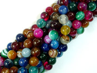 Banded Agate Beads, Striped Agate, Multi Colored, 8mm Round Beads-RainbowBeads