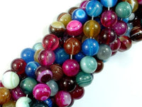 Banded Agate Beads, Striped Agate, Multi Colored, 10mm Round Beads-RainbowBeads