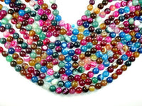 Banded Agate Beads, Striped Agate, Multi Colored, 10mm Round Beads-RainbowBeads