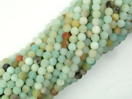 Matte Amazonite Beads, 4mm Round Beads,-RainbowBeads