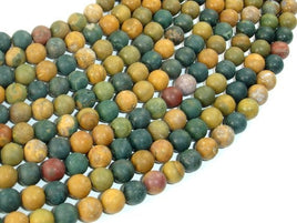 Matte Ocean Jasper, 6mm, Round beads-RainbowBeads
