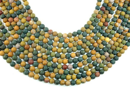 Matte Ocean Jasper, 6mm, Round beads-RainbowBeads