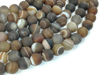 Matte Banded Agate Beads, 10mm Round Beads-RainbowBeads