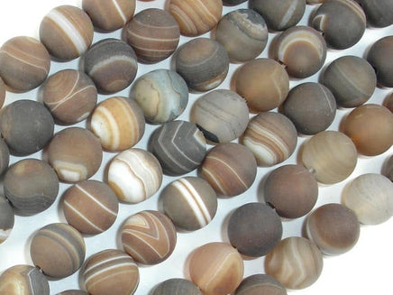 Matte Banded Agate Beads, 10mm Round Beads-RainbowBeads