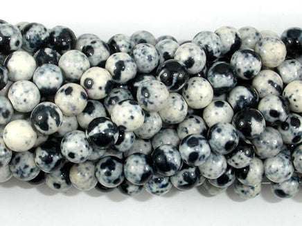 Rain Flower Stone Beads, Black, White, 6mm Round Beads-RainbowBeads