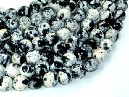 Rain Flower Stone, Round Beads, Black, White, 10mm-RainbowBeads