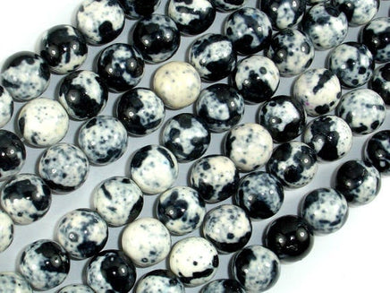 Rain Flower Stone, Round Beads, Black, White, 10mm-RainbowBeads