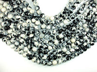 Rain Flower Stone, Round Beads, Black, White, 10mm-RainbowBeads