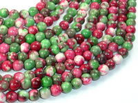Rain Flower Stone, Red, Green, 6mm Round Beads-RainbowBeads
