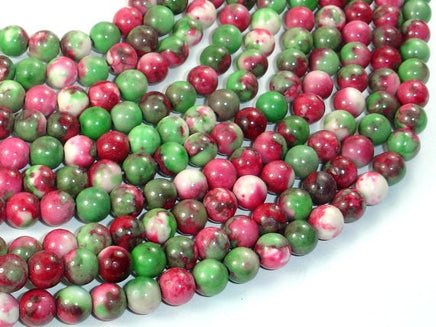 Rain Flower Stone, Red, Green, 6mm Round Beads-RainbowBeads