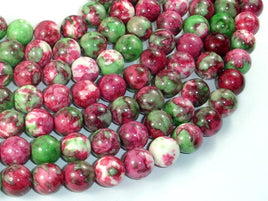 Rain Flower Stone, Red, Green, 10mm Round Beads-RainbowBeads