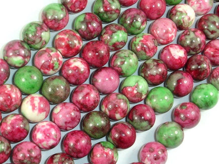 Rain Flower Stone, Red, Green, 10mm Round Beads-RainbowBeads