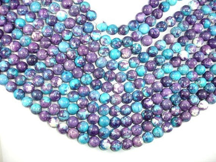Rain Flower Stone Beads, Blue, Purple, 10mm Round Beads-RainbowBeads