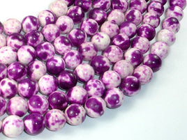 Rain Flower Stone, Purple, White, 10mm Round Beads-RainbowBeads