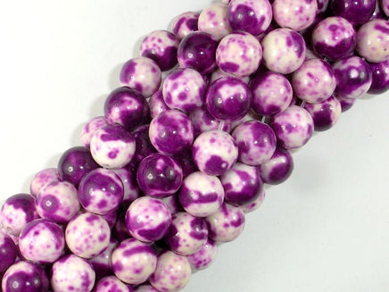 Rain Flower Stone, Purple, White, 10mm Round Beads-RainbowBeads