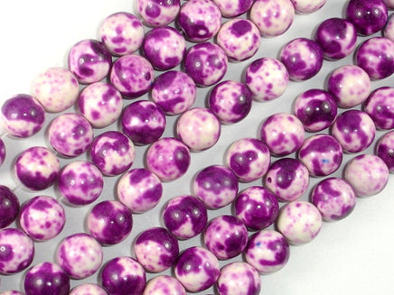 Rain Flower Stone, Purple, White, 10mm Round Beads-RainbowBeads