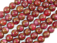 Mosaic Stone Beads, Red, 10mm Round Beads-RainbowBeads