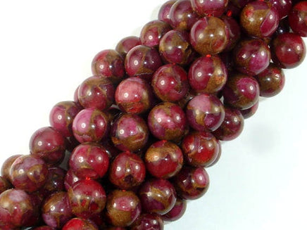 Mosaic Stone Beads, Red, 10mm Round Beads-RainbowBeads