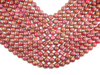 Mosaic Stone Beads, Red, 10mm Round Beads-RainbowBeads